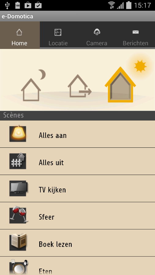 44 NEDERLANDS Afbeelding 45 en 46 e-domotica app schermen, Android links, rechts ios 10.