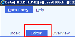 4. Data Entry Editor In de Data entry Editor kunt u gegevens gaan invoeren. 4.1 Knoppen in de Data entry Editor Linksboven vindt u de volgende knoppen: Met deze knop kunt u records aanmaken.