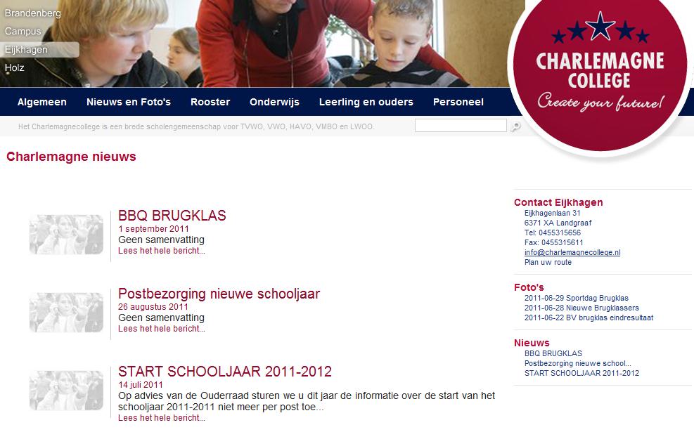 Kijk VAAK op de website van onze school: www.charlemagnecollege.