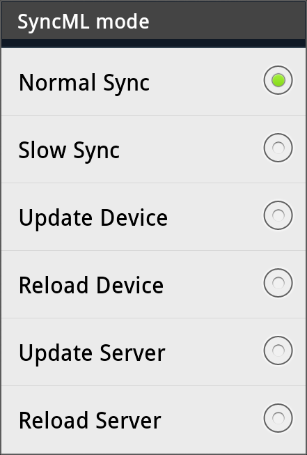 van deze knop - normal Sync- geeft de ingestelde Sync Mode weer.