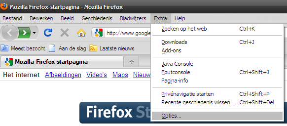 6 Aanpassingen Firefox (optioneel) Als u gebruik maakt van Internet Explorer dan kunt u dit hoofdstuk overslaan.