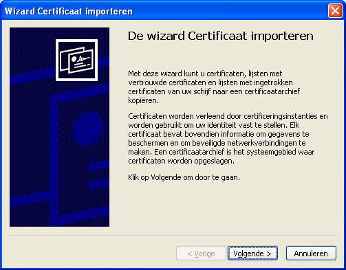 3 Certificaten toevoegen aan de Certificate Store U dient nu eerst de benodigde certificaten voor een correcte werking van uw pas te installeren.