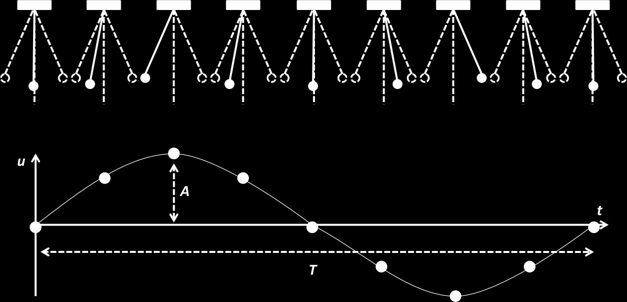 Voorbeelden: Een slinger die keer per seconde heen en weer gaat heeft een frequentie van 1 f Hz. De trillingstijd van deze slinger is dan T 0, 5 s Een veer met een trillingstijd van 1 f 40 Hz.