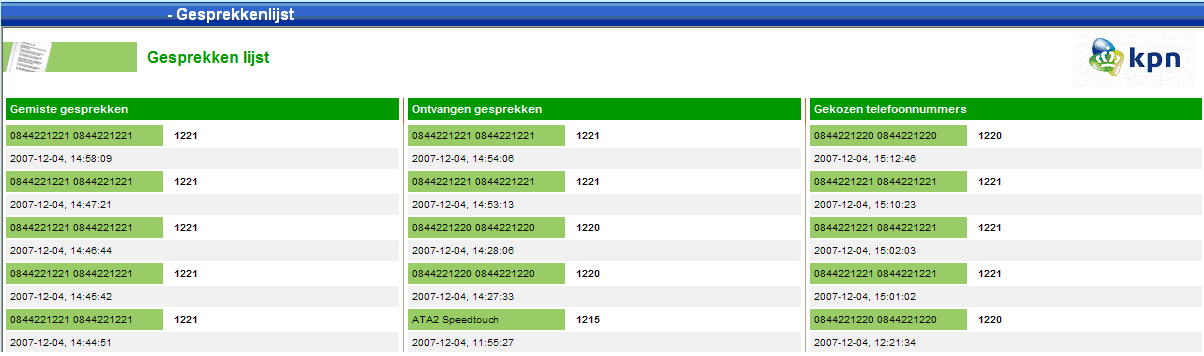 7.1.7 Nummer kiezen vanuit de gesprekkenlijst De gesprekkenlijst is het overzicht van recent ontvangen, gemiste en uitgaande gesprekken.