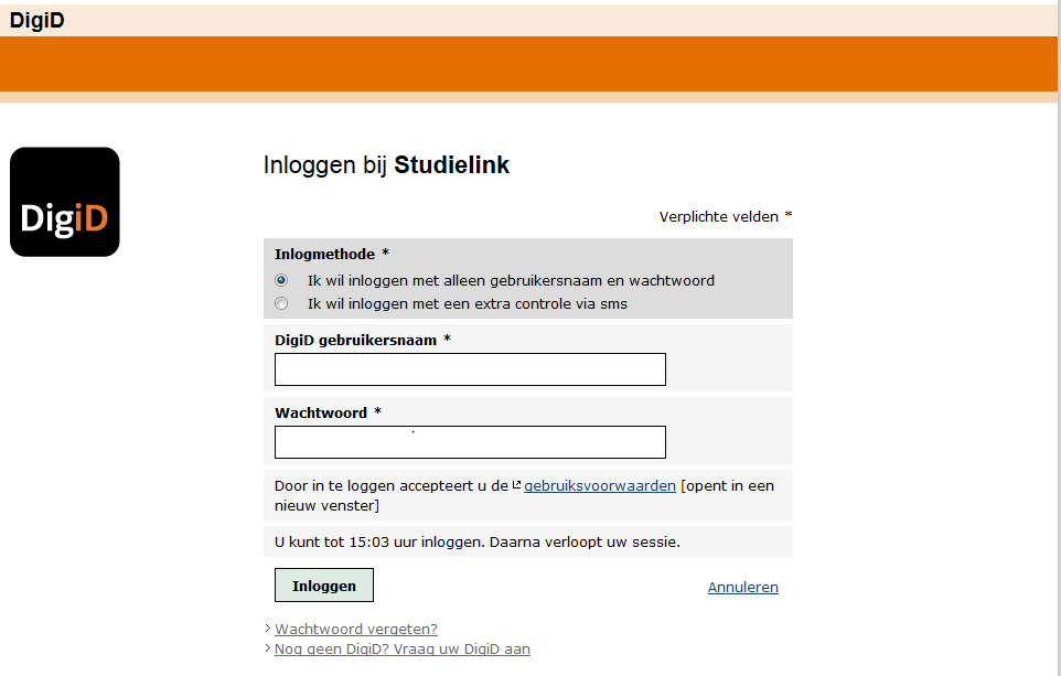 Stappenplan - Account aanmaken in Studielink met DigiD (Alleen voor studenten met een Nederlands woonadres) Stap 1: Ga naar www.studielink.