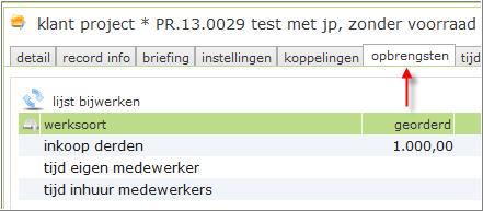 Hieronder kun je nu zien hoe de sub tab 'tijd op type' wordt gevuld: In het 1e rode kader zie je 4 uur vanuit de verkoop opdracht (georderd).