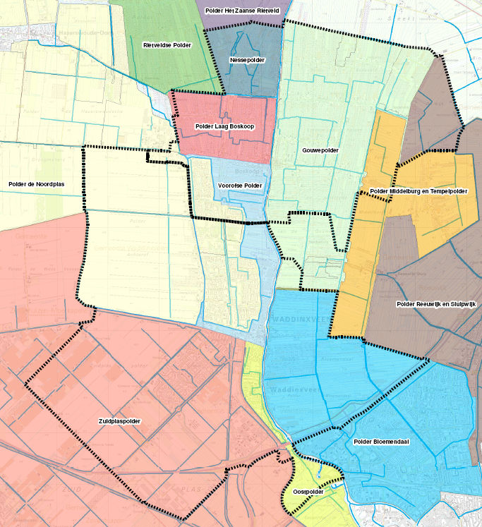 2. GEBIEDSKENMERKEN polders en de Gouwe Polders zijn gebieden met een eigen waterhuishouding, waarbij poldergemalen het overtollig polderwater naar de boezem (de Gouwe) afvoeren.