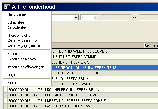 Sluit het programma stamgegevens en open het programma artikel onderhoud.