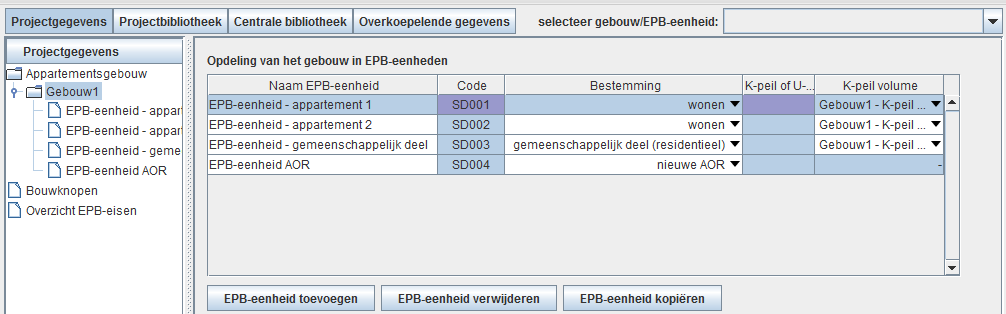 25 buitenomgeving of (AOR) bouwknoop type 6 tabel 1 