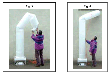 Zet de FAN schakelaar op ON Fig.2 Help de tube, zodra deze in beweging komt, mee omhoog. Fig. 3 + Fig.