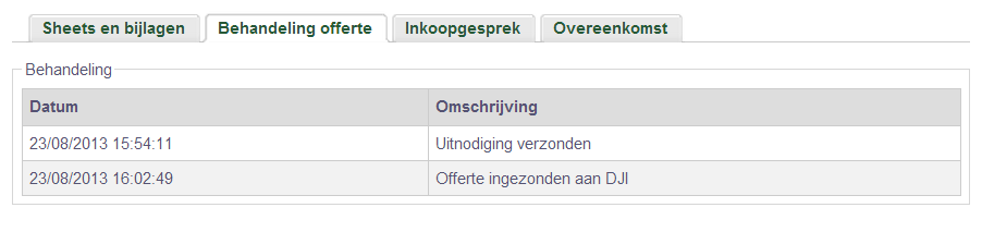 Vanuit de optie Bewerken kunt u acties in gang zetten om: - de documenten toe te voegen - de offerte sheets aan te maken Aan de rechterzijde vindt u een korte instructie, een berichtenbox en een