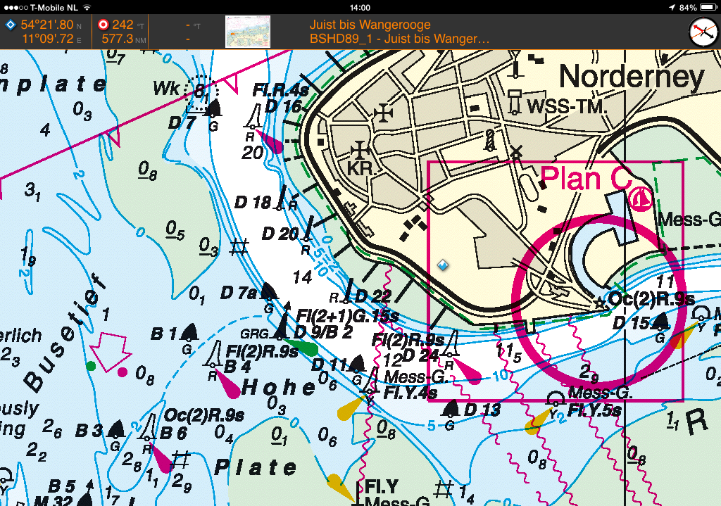 Splitsing vaarwaters De GRG pilaarboei D9/B2 ligt op de hoek waar