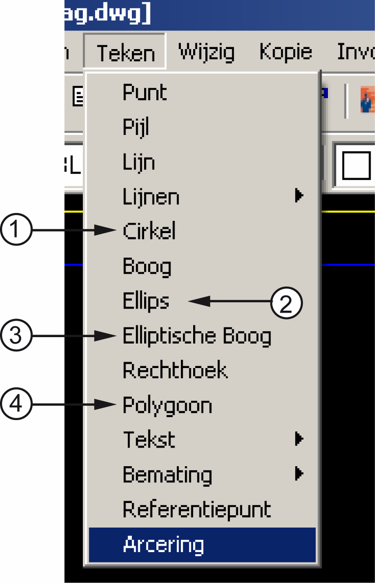 1p 49 Hieronder zijn gereedschap-pallets van een CAD-programma afgebeeld. Met welk icoon kunnen de hoeken in een tekening worden afgerond?