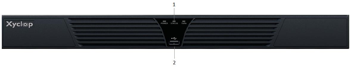 Voorzijde recorder XC-4CH-NVR-1TB en XC-8CH-NVR-2TB vorzijde recorder Nr. Naam Omschrijving Power 1 Indicatie Status Tx/Rx 2 USB aansluiting Power indicatie geeft geel licht als het system werkt.