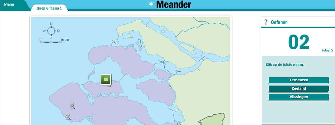 2.4.4 Oefening 2 Sleepspel De kaartjes met de namen van de plaatsen moeten naar de juiste plek op de kaart gesleept worden.