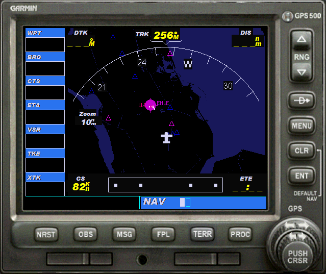 124 Vliegen boven Nederland met Flight Simulator X voor senioren De landkaart in het GPS draait altijd mee met uw koers. U vliegt in westzuidwestelijke richting.