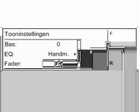 Infotainmentsysteem 131 Instellingen bas, midden- en hogetonen Volumeverdeling voor - achter instellen Volumeverdeling links - rechts instellen Selecteer Bas:, Midrange: of Treble:.