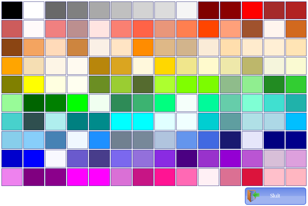SR.NET - GLOBALE GEGEVENS SELECTEREN In verschillende schermen heeft u de mogelijkheid om een kleur te wijzigen, dit kunt u op de volgende manier doen: 1.