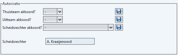 4. Sla op met de knop 5. De volgende vraag verschijnt: 6. Met de knop maakt de scheidsrechter het akkoord definitief.