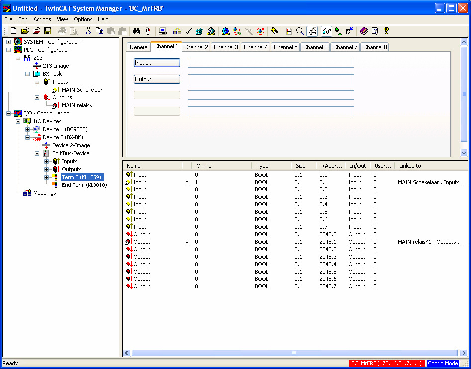 TWINCAT: System Manager (validate configuration