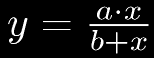 Wiskundig gezien is dit een functie van de vorm, ofwel een breukfunctie. De bijbehorende grafiek is een hyperbool met een horizontale asymptoot bij Vmax en een verticale asymptoot bij Km. Figuur 3.
