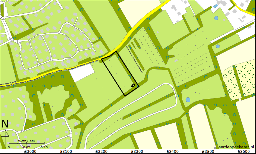 Afb. 2 Detailkaart van het plangebied. De te graven poel is in het zuidoosten van het plangebied gepland. 3.