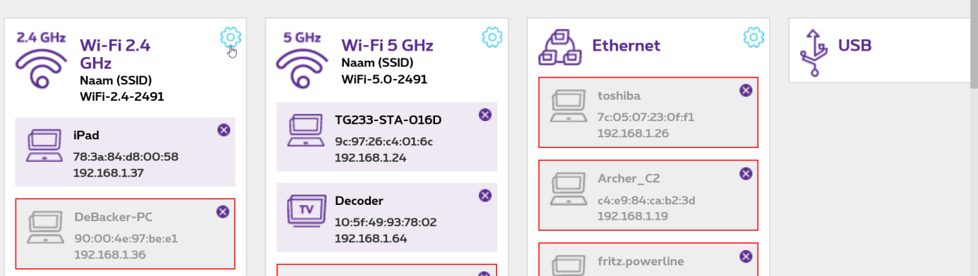 Optie 2: Via uw internetbrowser * De bbox 3 modem van Proximus creëert twee netwerken: een 2,4 GHz-netwerk en een 5 GHznetwerk.