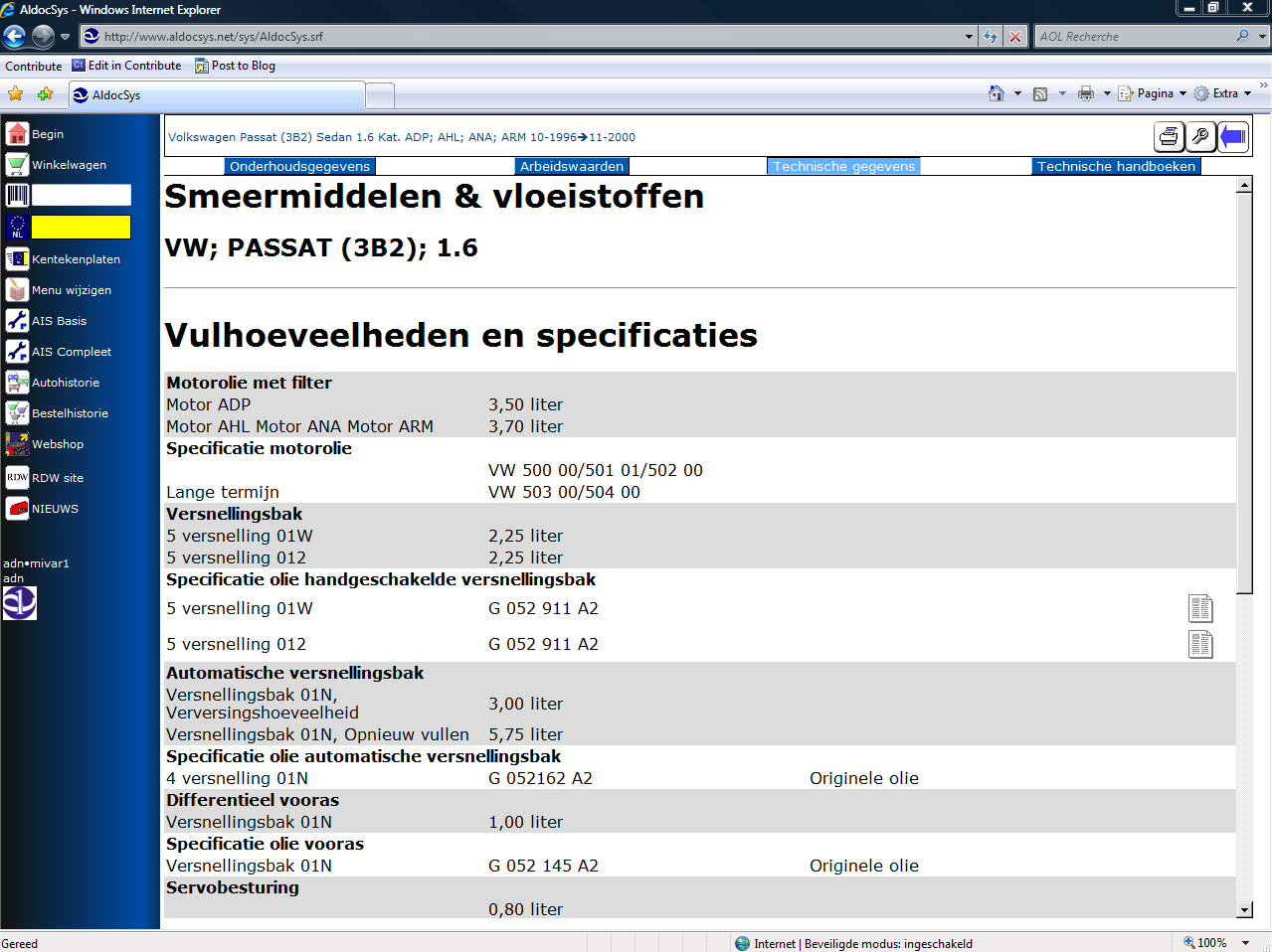 Module Technische Informatie: De module Technische Informatie verstrekt informatie over bijvoorbeeld afstelwaarden, de ophanging, aanhaalmomenten en een hele reeks aan andere informatie van het