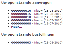 Middels het introduceren van een dashboard bij het starten wordt u direct de mogelijkheid geboden om bepaalde veel gebruikte onderdelen zoals aanvragen, bestellingen, management informa e,