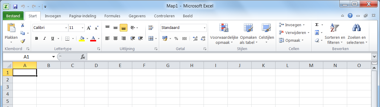 24 Adressenbestand en etiketten maken 2.1 Excel starten U kunt Excel als volgt starten.