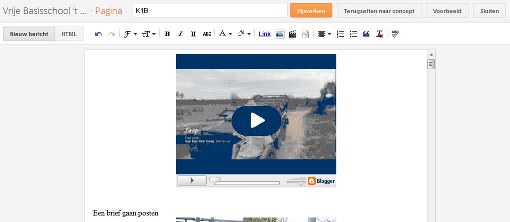 5. De video verschijnt op de blog, maar zal pas zichtbaar zijn wanneer hij volledig geüpload is. Hoe lang dit uploaden duurt hangt af van de grootte van je video.