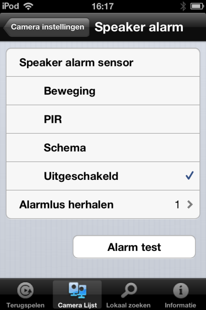 51 NEDERLANDS Selecteer welke sensor het speaker alarm in werking moet stellen