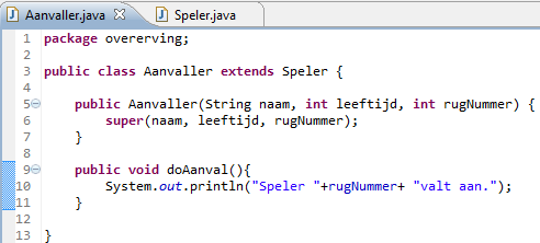 Overerving in Java Speler