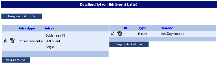 5.1.4. Wijzigen lidinschrijving gegevens Hier kunnen de seizoensgebonden gegevens aangepast worden.