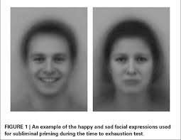 Primen met gezichten Subliminally primed with happy faces Perception of effort significant lower Cycled significant longer