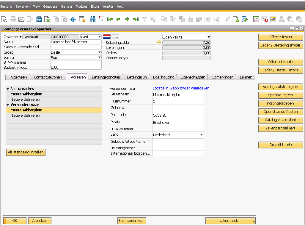 SAP Business One - Zakenpartner