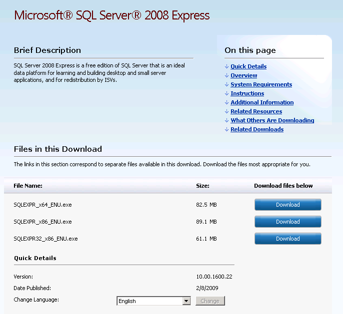 Stappenplan bij het gebruik van SQL 2008 Versie 2.