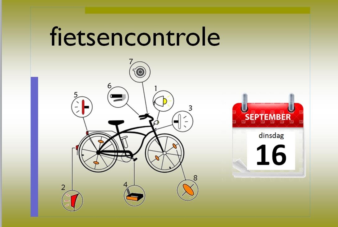 Fietsencontrole Niet zoals aangekondigd : de fietsencontrole vond op woensdag 17 september plaats in plaats van de dag voordien.