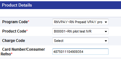4. Ga naar Checker >> Consumer registration Vul de product details in: Program code: RN Prepaid VPay (maar één optie, dus kies deze) Product code: Maak een keuze tussen IVR en PINmailer (afhankelijk
