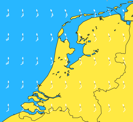 Roosterpunten in Nederland Het midden van de windpijl is het roosterpunt