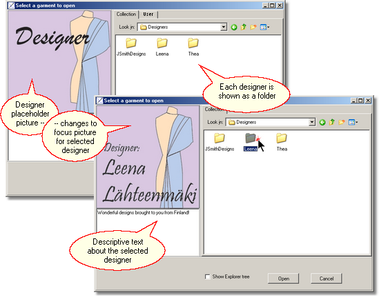 II: Het Leren van de basis Selecteer een Designer Het programma opent een lijst van Designers (ontwerpers).