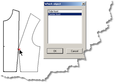 II: Het Leren van de basis Als u klikt op een punt waar twee objecten elkaar overlappen, opent het Punt selectie venster met een lijst van objecten die bij dit punt betrokken zijn.