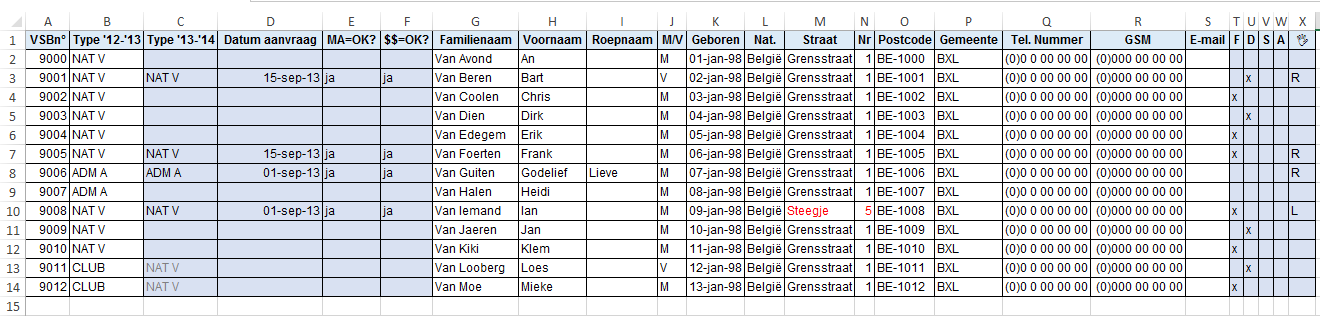 De ledenlijst S12-13 In het zip-bestand zit de ledenlijst van de schermkring van het voorbije seizoen (2012-2013) in de digitale formaten.xlsx,.ods en.