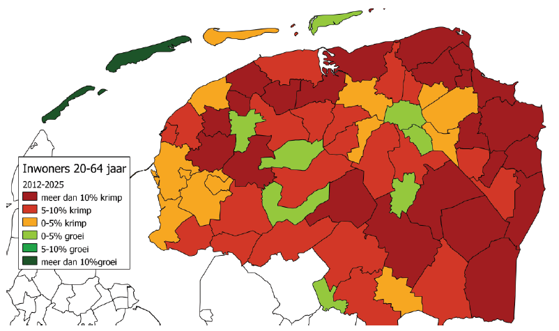 Bevolkingsontwikkeling 20-64 jarigen 2012-2025 Drachten Groningen
