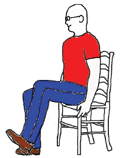 3. Enkels losmaken Ga rechtop zitten op het voorste gedeelte van de stoel. Houd beide zijkanten van de stoel vast.