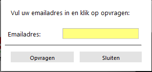 Wachtwoord vergeten Indien u uw wachtwoord bent vergeten en u op de knop wachtwoord vergeten? hebt geklikt schuift het volgende scherm uit: 1. Vul in het veld Emailadres uw e-mailadres in. 2.