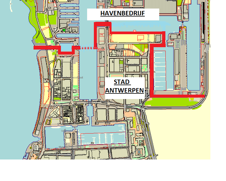 Plan 1 : de bevoegdheidsgrens tussen de stad Antwerpen en