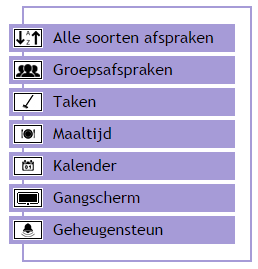 Met deze lijst kunt u filteren welke soort afspraken u wilt zien. De paars gekleurde type afspraken worden in het agenda overzicht getoond.