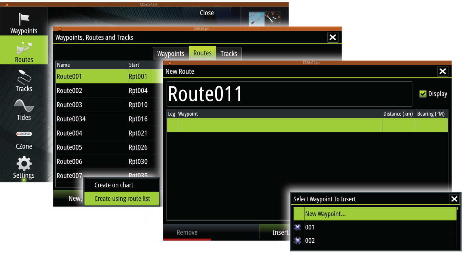 Routes van bestaande waypoints aanmaken U kunt een nieuwe route aanmaken door bestaande waypoints in het dialoogvenster Routes te combineren.