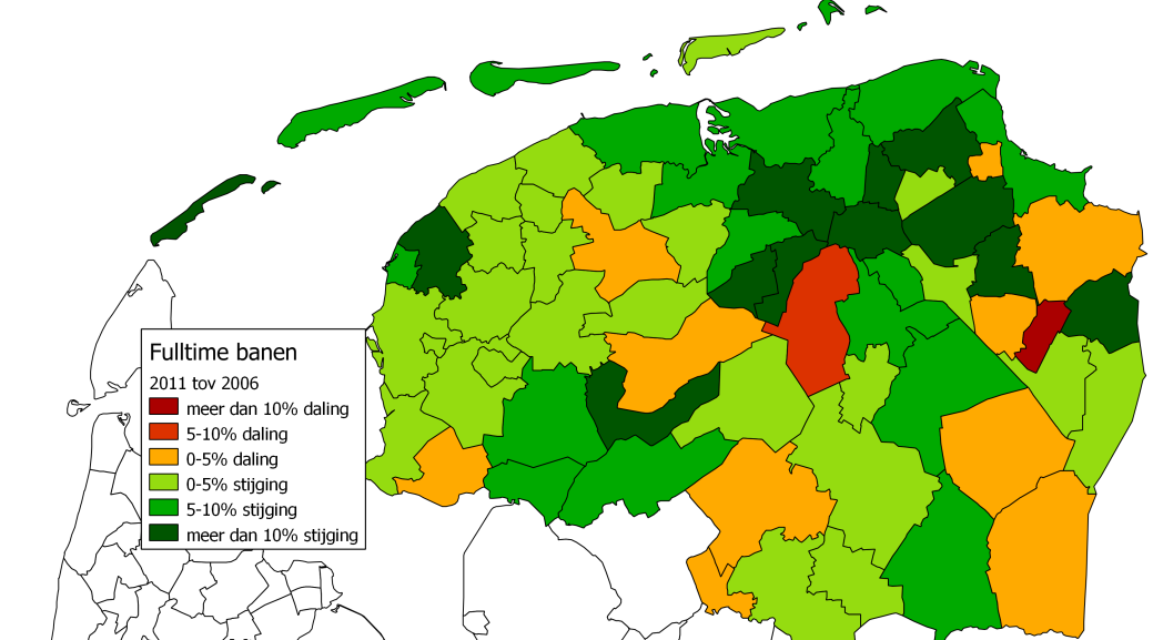 In figuur 14 is de werkgelegenheidsontwikkeling van 2006 naar 2011 te zien op gemeenteniveau. Figuur 14.